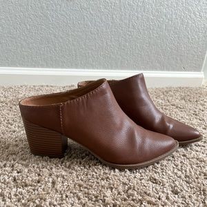 Brown heeled mules